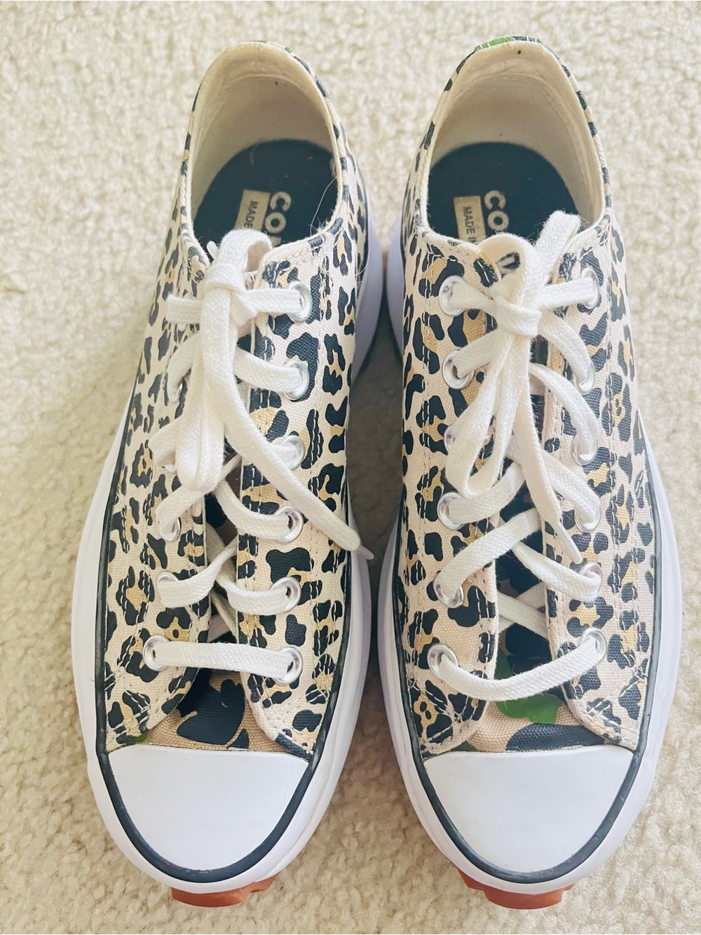 Converse Chuck Taylor Low Top Leopard Print Canvas Sneakers - Beige/Black